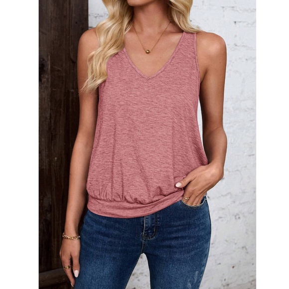 Dusty Pink Tank Top V-Neck - Picture 2 of 7